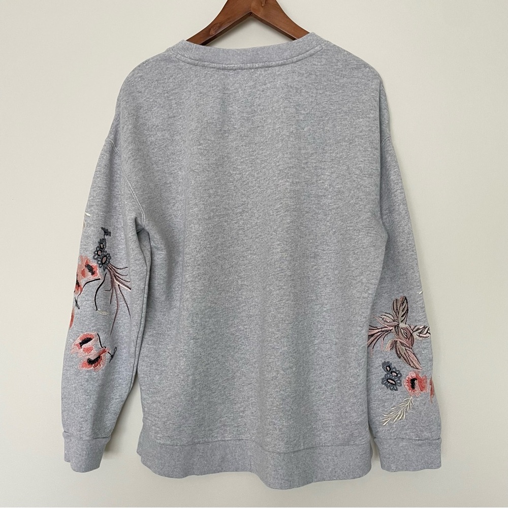 All Saints Margot Floral Embroidered Sweatshirt Medium Gray Pink Blue - Picture 8 of 13
